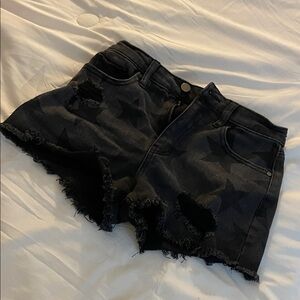 Material Girl Black Distressed Jean Shorts